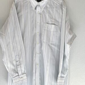 JoS. A. Bank men's long sleeve dress shirt white/blue/gray stripe size L 17"